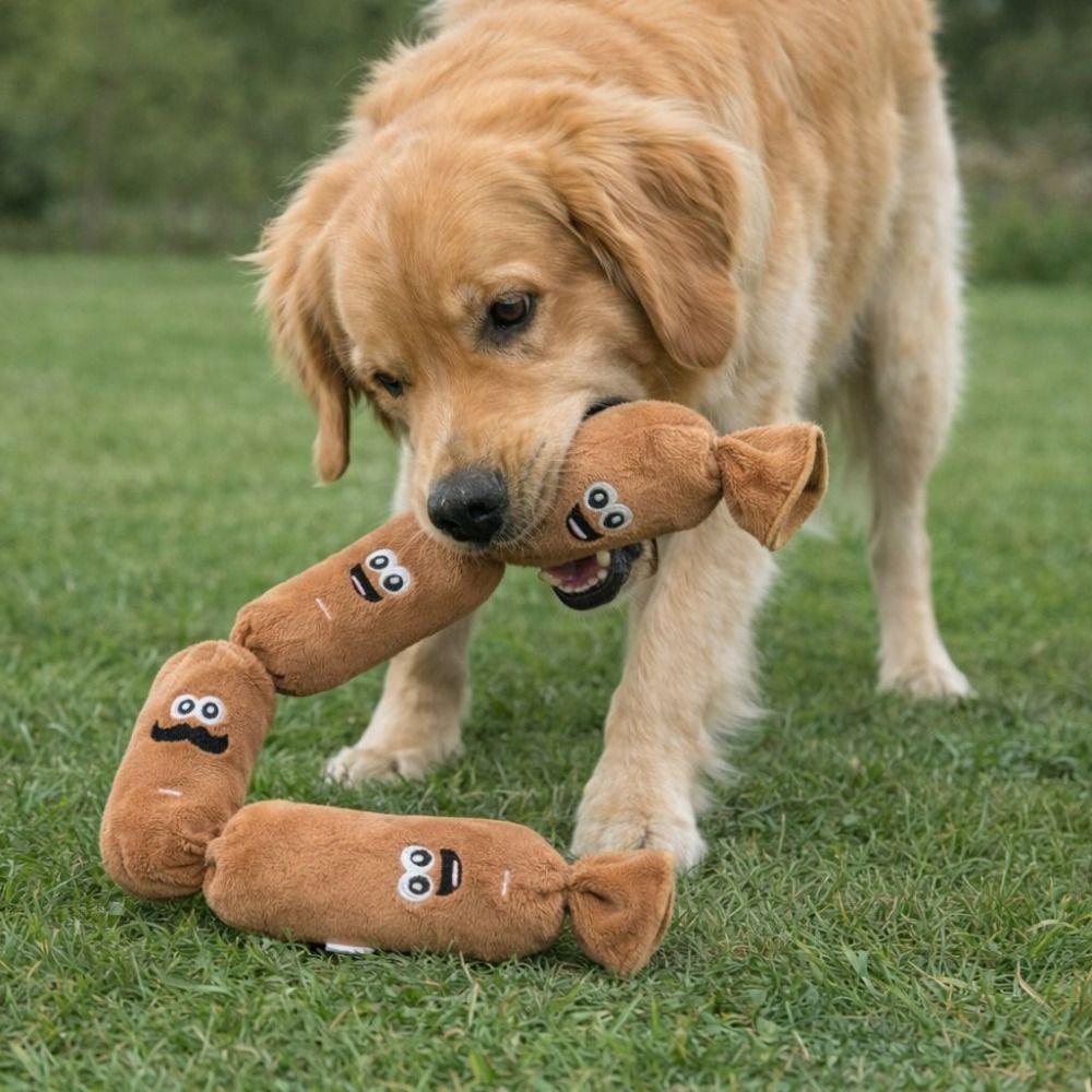Creative Plush Sausage Sound Toy Bite-resistant Pet Chew Plush Toy Squeaky Dog Toy Gift