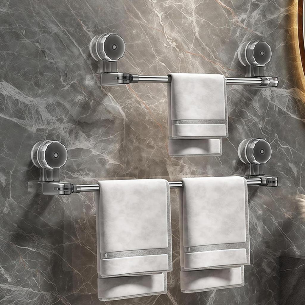 Multipurpose Adjustable Towel Slipper Racks Retractable Suction Cup Storage Rod Household Bathroom Wall Mounted Storage Supplies