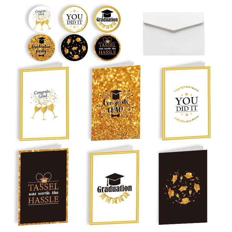 12 Pack Gold Foil Graduation Cards 2026 with Envelopes&Stickers Bulk Assortment for College,High School, Congrats Grad Gifts Decorations for Him Her
