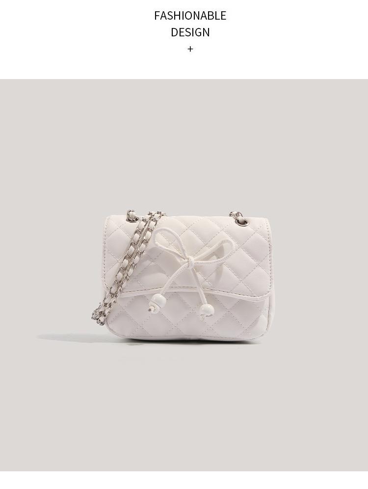 2025 Женская Мода Бант Маленькая Квадратная Сумка Кроссбоди - Универсальная и Шикарная с Деталью Цепи