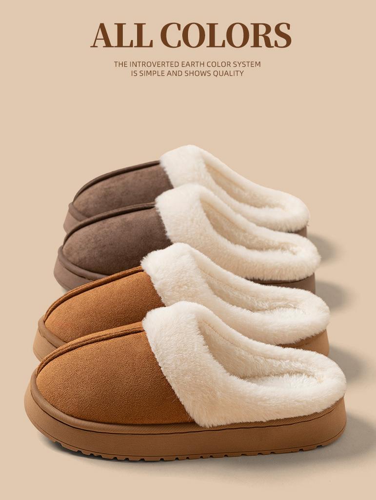 Зимние домашние хлопковые тапочки, домашние противоскользящие плюшевые теплые парные тапочки на толстой подошве