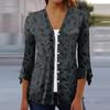 Women's Shirt Blouse Outerwear Print 3/4 Length Sleeve Casual Holiday Basic Button Tops