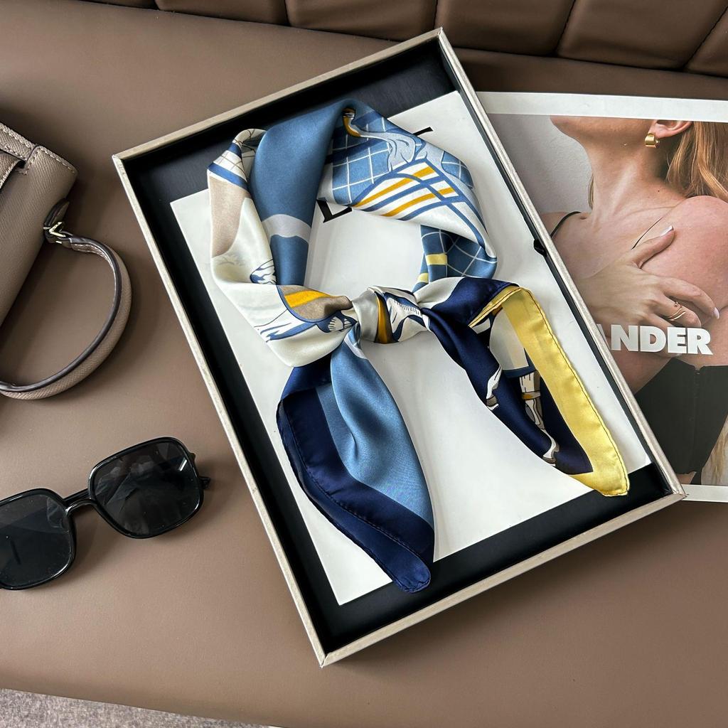 Шелковый шарф премиум-класса с принтом в корейском стиле - Универсальный модный аксессуар