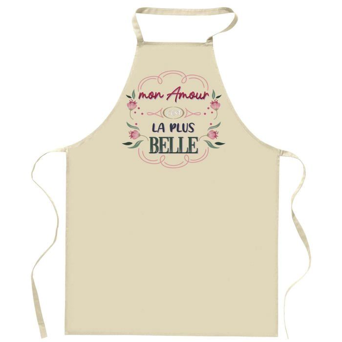 Tablier de cuisine - Amour la plus belle - Impression bretonne - Coton épais résistant - Fabriqué et imprimé en France