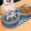 Pet Double Water Food Bowls Non Slip Stainless Steel Prevent Spill Double Dog Pet Feeding Station Fo