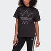 adidas Оригинальная футболка с вышитым логотипом Trefoil, спортивная, с круглым вырезом, с принтом, повседневная, с коротким рукавом, женская, черная GN4338