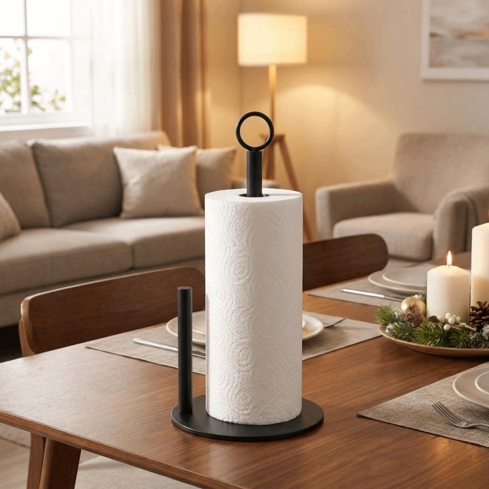 Freestanding Paper Towel Stand Stainless Steel Vertical Napkins Rack Roll Paper Stand Dining Table
