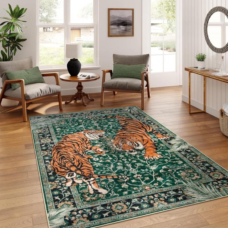 Luxury Retro Wild Animal Pattern Rectangular Rug Anti Slip Easy Clean Sofa Coffee Table Area Rug Home Decor