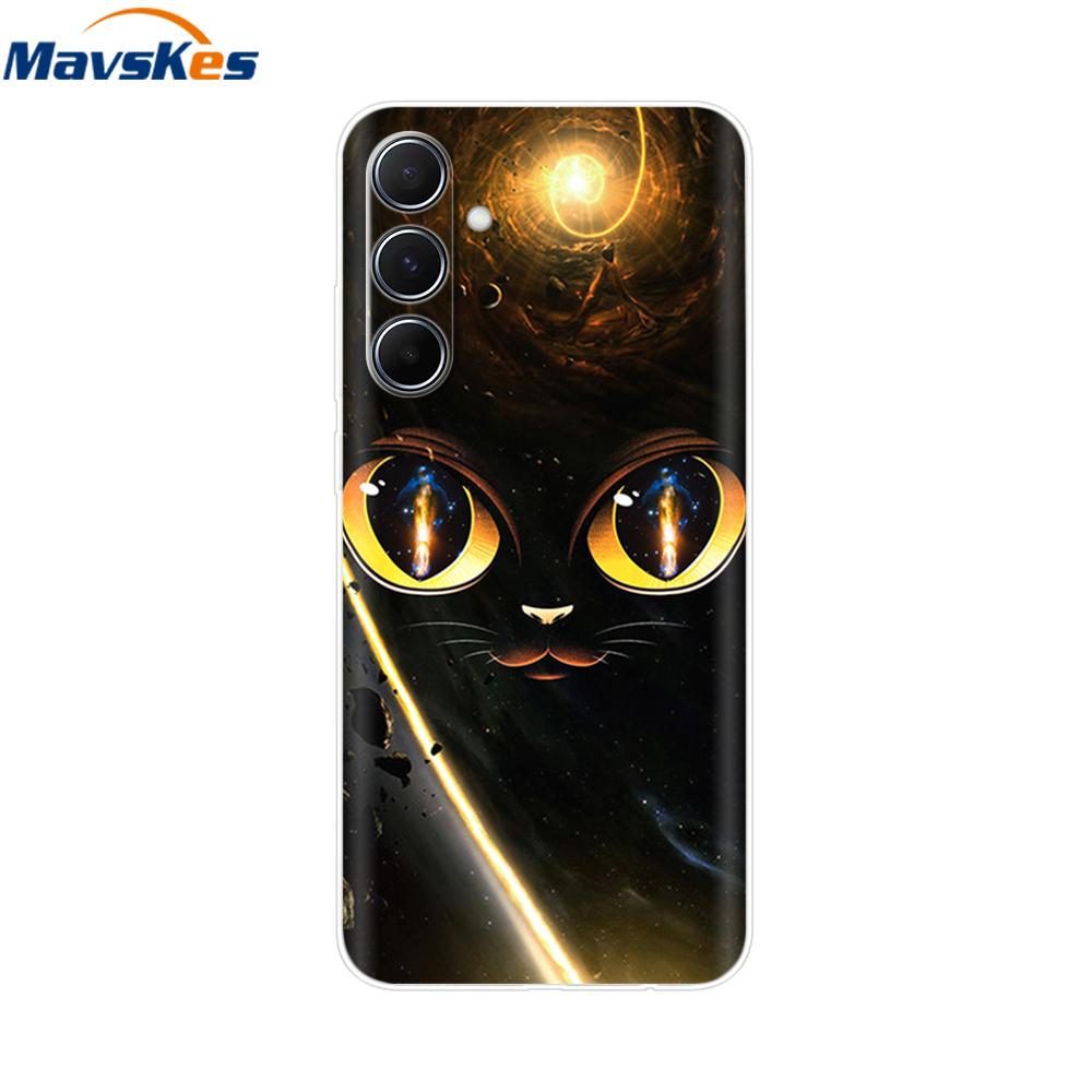 Чехол для Samsung Galaxy M35 5G Милый Кот Цветок Расписные Чехлы для Телефона Для Samsung M35 Чехол M 35 SM-M356B Силиконовый Прозрачный ТПУ Fundas