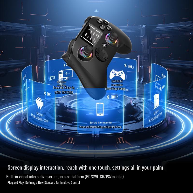 Универсальный игровой контроллер для киберспорта с RGB-подсветкой, интерфейсом Type-C, экраном, полной функциональностью и умным взаимодействием.
