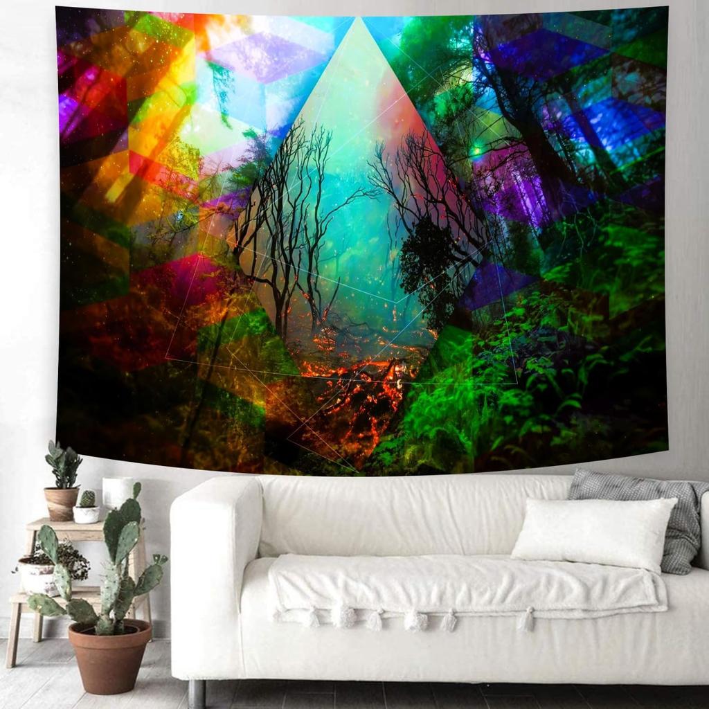Delur Forest Tapestry Tree of Life Tropical Rainforest Tapestry Wall Hanging Colorful Nature Landscape Mystical Psychedelic Spiritual Headboard for