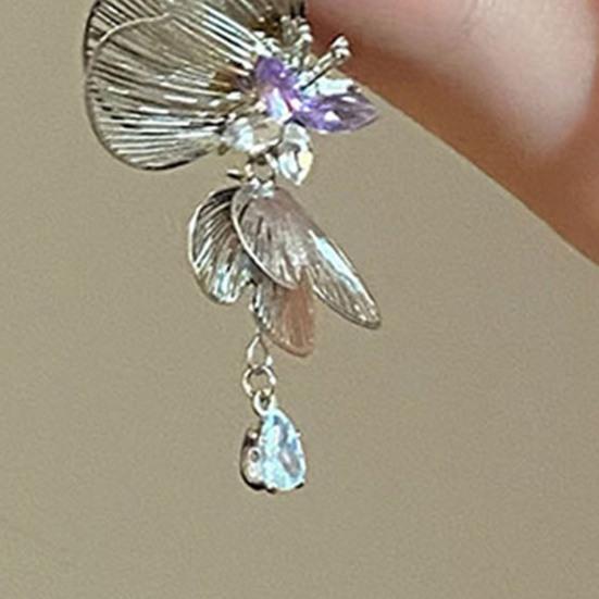 1 пара женских серег, инкрустированных кубическим цирконием, серьги в форме бабочек, серьги-пусеты для свидания, ювелирные аксессуары