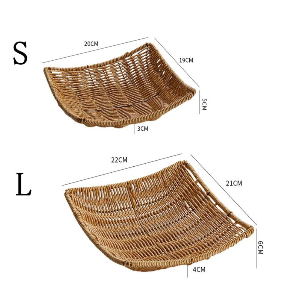 Square Wicker Tray Handwoven Fruit Container Picnic Basket Rattan Storage Basket Restaurants