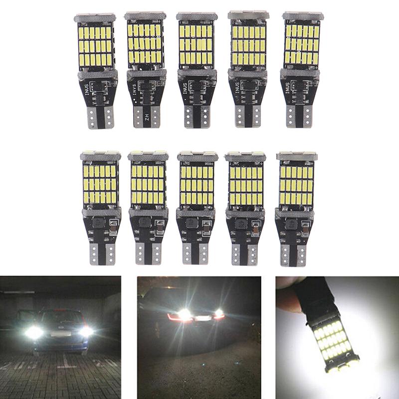 10 шт., белые 45 SMD 4014 T15 W16W светодиодные автомобильные лампы заднего хода 6000K