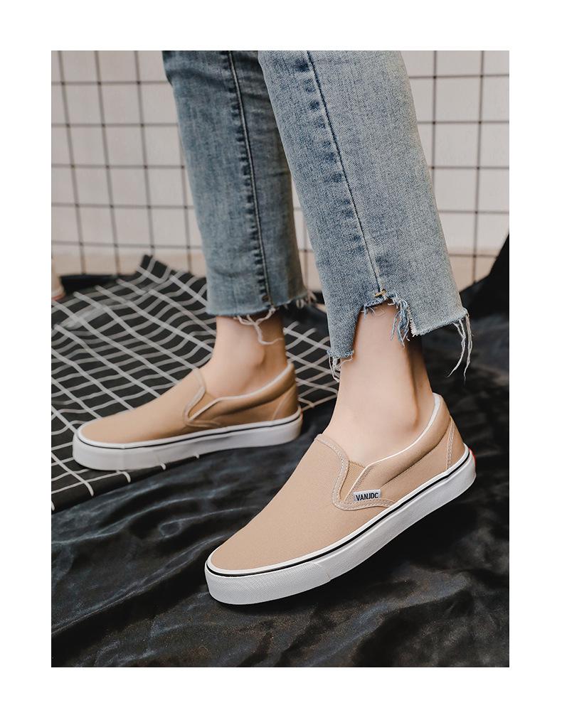 Женские парусиновые слипоны на осень 2025 года - Повседневные белые кроссовки в корейском стиле