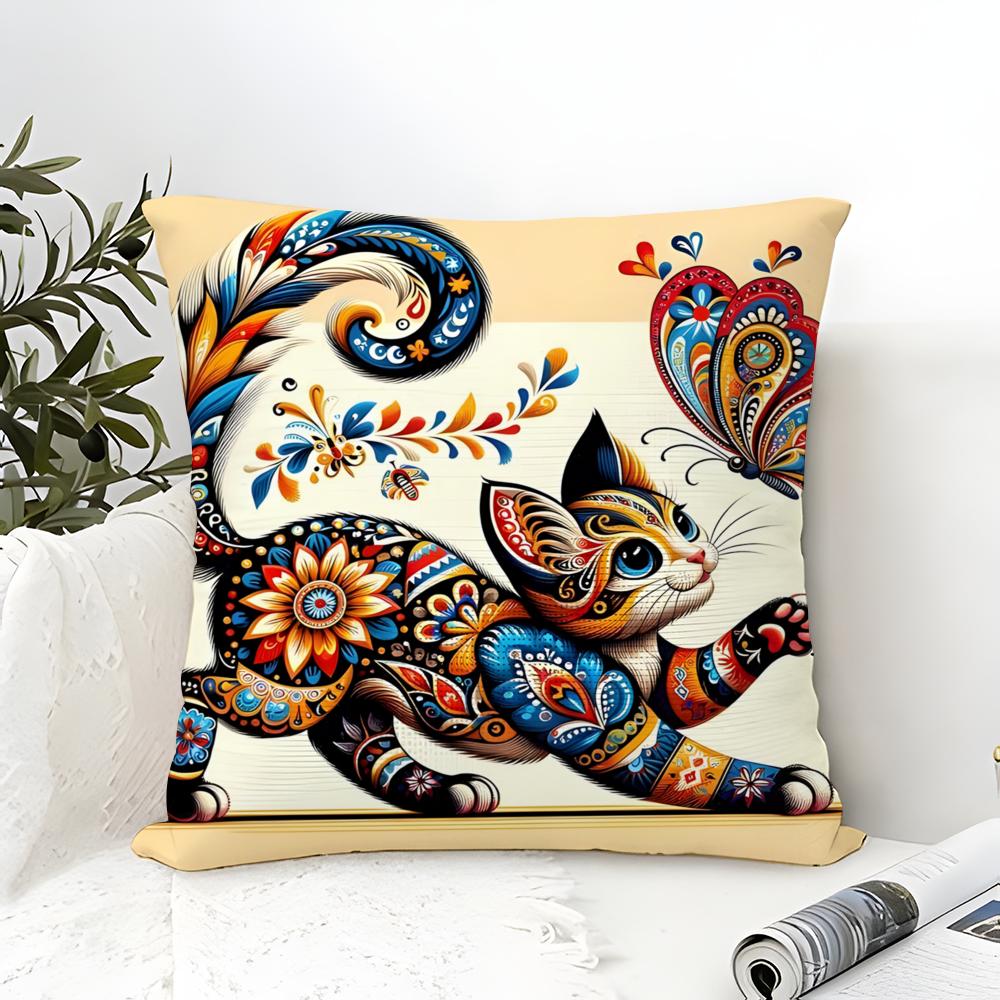 Animal And Natural Floral Prints Pillow Case Cotton Linen Fabric Square Zipper Pillowcase Home Decorative Living Room