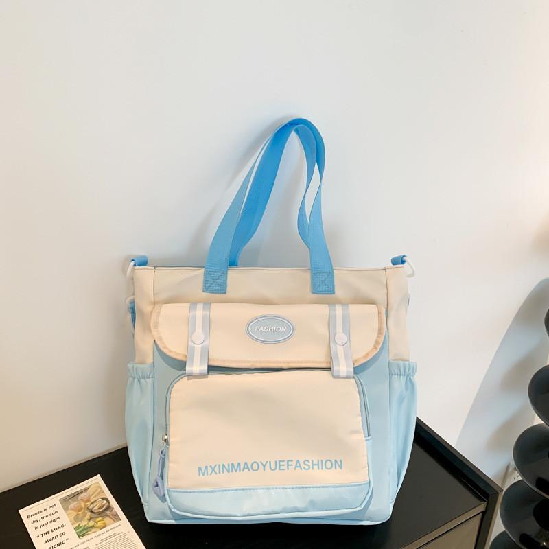 Трендовая сумка-тоут с цветными блоками 2024 Весенняя модная нейлоновая сумка для ежедневного использования