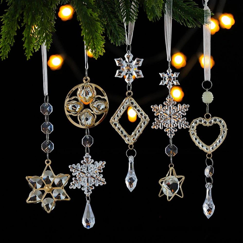 Transparent Christmas Tree Decorations Fake Ice Snowflakes Pendants Holiday Props