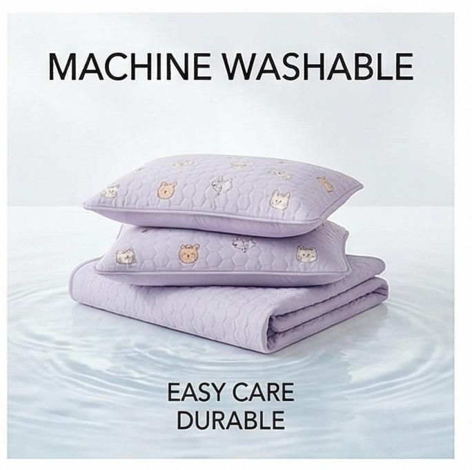 2025 New Cooling Ice Bean Ice Silk Mat Set, Machine Washable, 3-Piece, Soft Summer Bed Mat for Home & Dorm