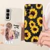 Чехол для Infinix Hot 70 5G X6895 X6895B Красивая Девушка Подсолнухи Рисованный Чехол Мягкий ТПУ Чехол для Телефона Для Infinix Hot 70 Hot70 Fundas