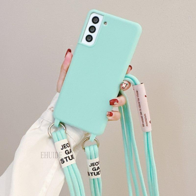 Чехол-ремешок через плечо для Samsung Galaxy A16 A36 A17 A55 A35 S24 FE S25 S26 Ultra, однотонный, силиконовый, мягкий