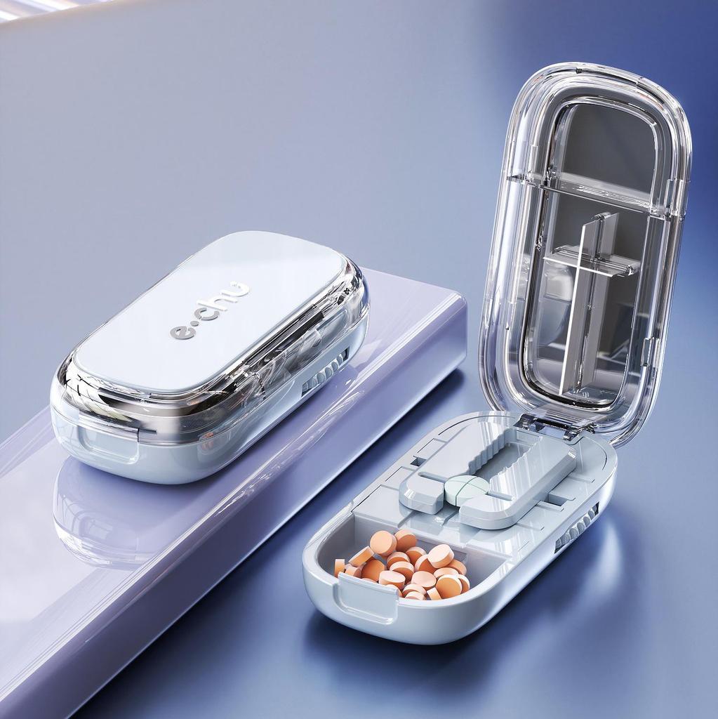 Pill Cutter & Divider: Precise 1/4 & 1/2 Cutting, Portable Pill Box