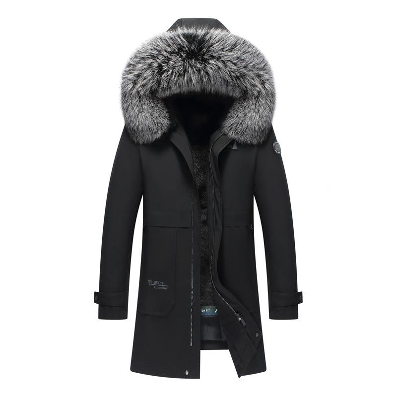 Мужская парка из меха кролика выдры с внутренней частью из искусственной кожи, утолщенное теплое меховое пальто, модное пальто