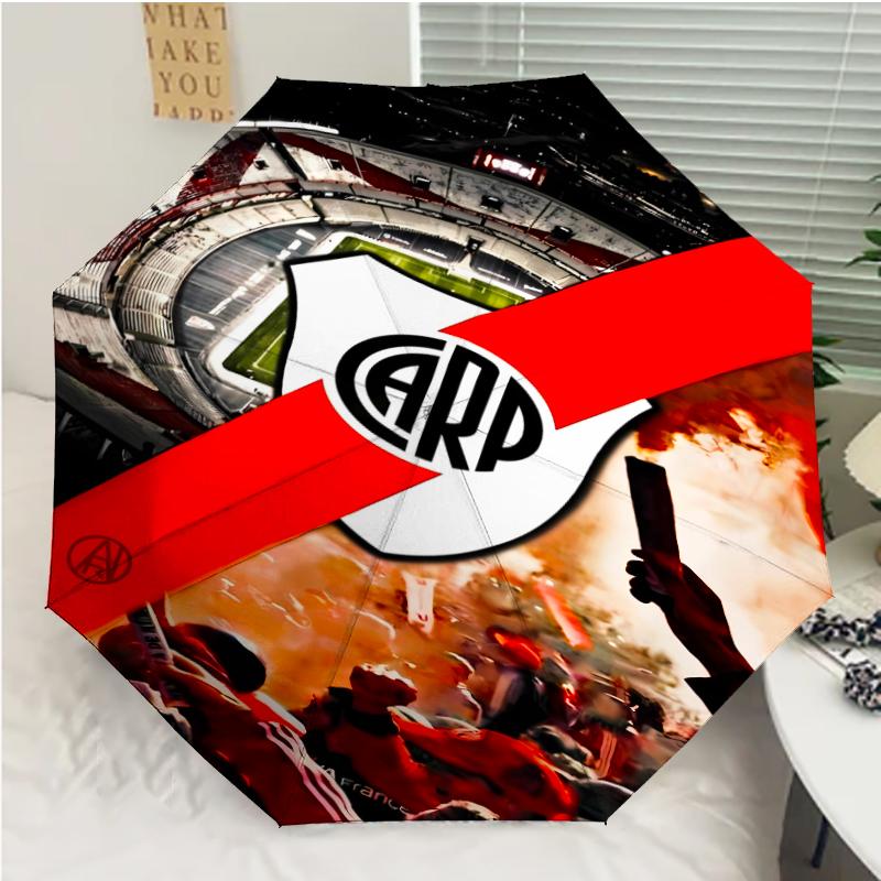 Club Atlético River Plate Print Automatic Umbrella, 8 Rib Iron Frame, Plastic Handle, Suitable for Outdoor Travel &Daily , Ideal Gift