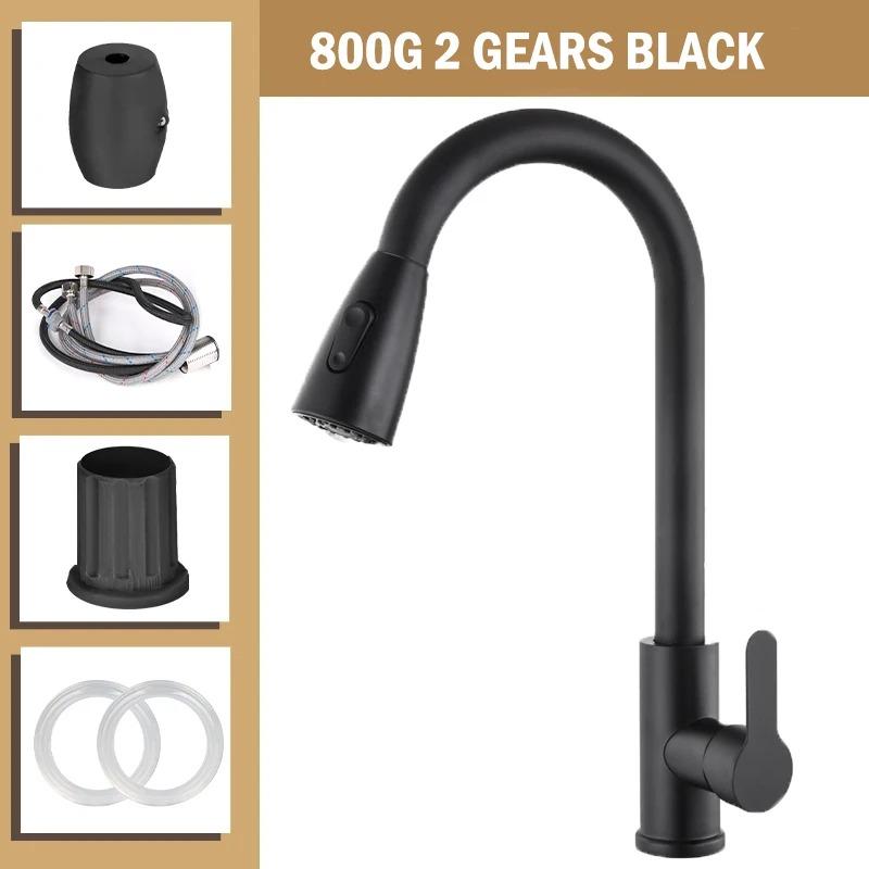 Матовый никель, кухонный смеситель с одним отверстием, выдвижной излив, смеситель для кухонной мойки, распылительная головка, хромированный/черный смеситель