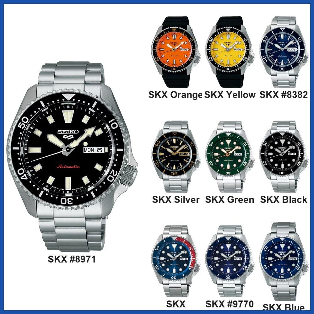 Seiko 5 Sports SKX Series Men's Automatic Wrist Watch - Silver / Black SBSA299 SBSA005 SBSA003 SBSA001 SBSA013 SBSA259 SBSA261 SBSA309 SBSA307 SBSA305