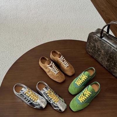 Кожаные тренировочные кроссовки Forrest женские универсальные ретро шнуровка нишевый дизайн низкий верх повседневная спортивная обувь мягкая подошва не устают