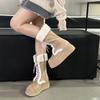 Модные женские полусапоги на толстой подошве, осенне-зимние утепленные термоботинки, ботинки Мартина, пушистые ботинки, хлопок