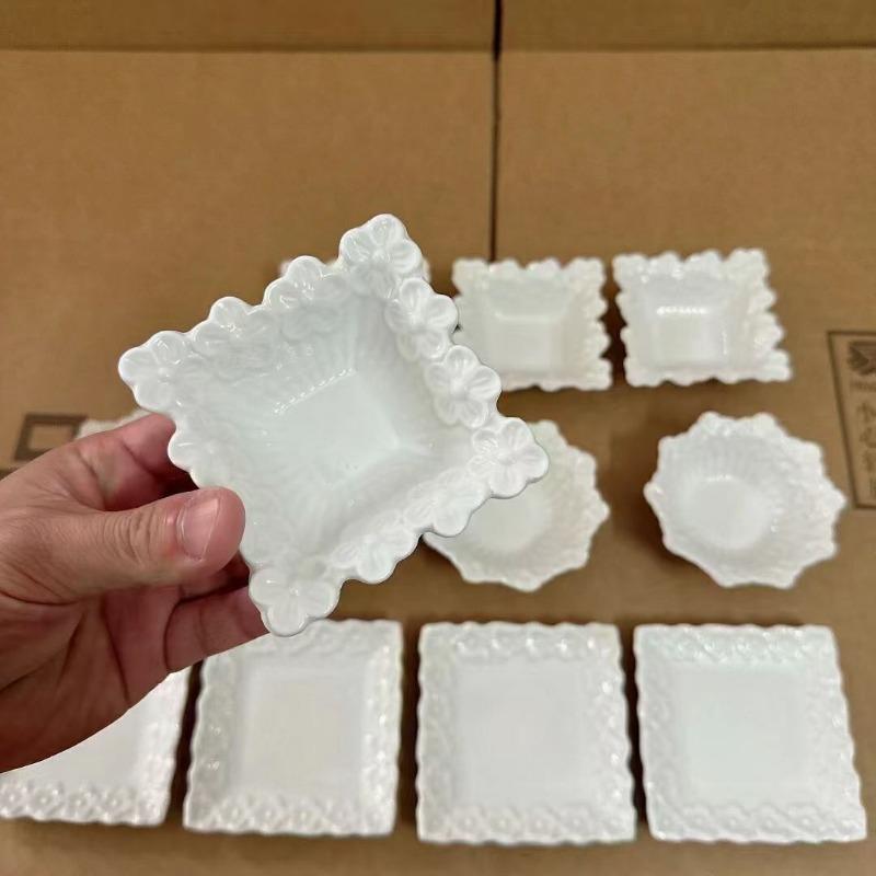 Керамическая тарелка с рельефом белого цвета, закуска «Вишневый цвет», подглазурная тарелка для димсамов, материал для макания в хот-пот, французский стиль