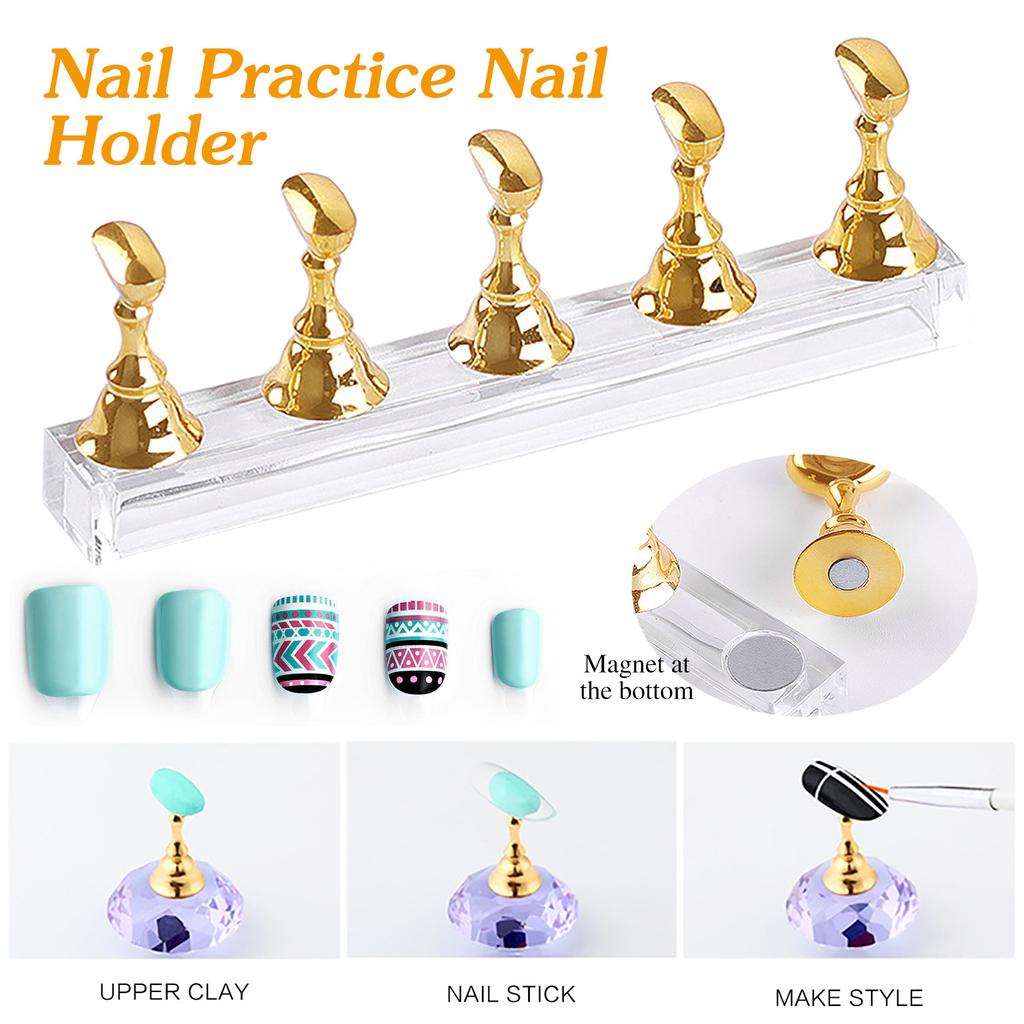 (Nikita) Acrylic Nail Display Stand Nail Tip Holder Magnetic Nail Practice Stand Fingernail