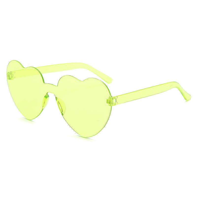 Transparent jelly color love glasses, men's and women's peach heart anti-ultraviolet sunglasses, European and American heart-shaped one-piece sun
