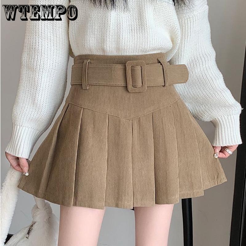 Женская дизайнерская ниша с поясом, плиссированная полуюбка трапециевидной формы, модная узкая однотонная короткая юбка с высокой талией Pure Desire Wind