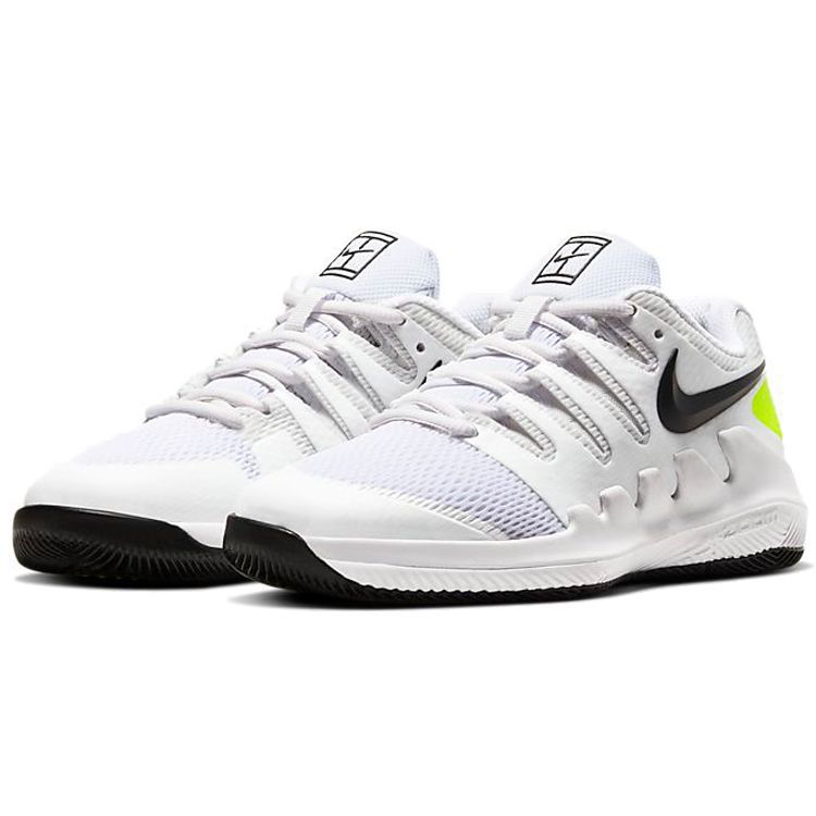 Nike Корт Джуниор. Vapor X GS Теннисные Белый/Вольт/Черный Детские Кроссовки AR8851-101