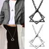 Fashion 1Pc Pendant Necklace Fashion Hip Hop Modern Geometric Stacking Square Couple Necklace Black Silver Alloy Triangle Unisex Men Women
