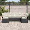 6 Piece Sofa Set with Cushions Black Poly Rattan