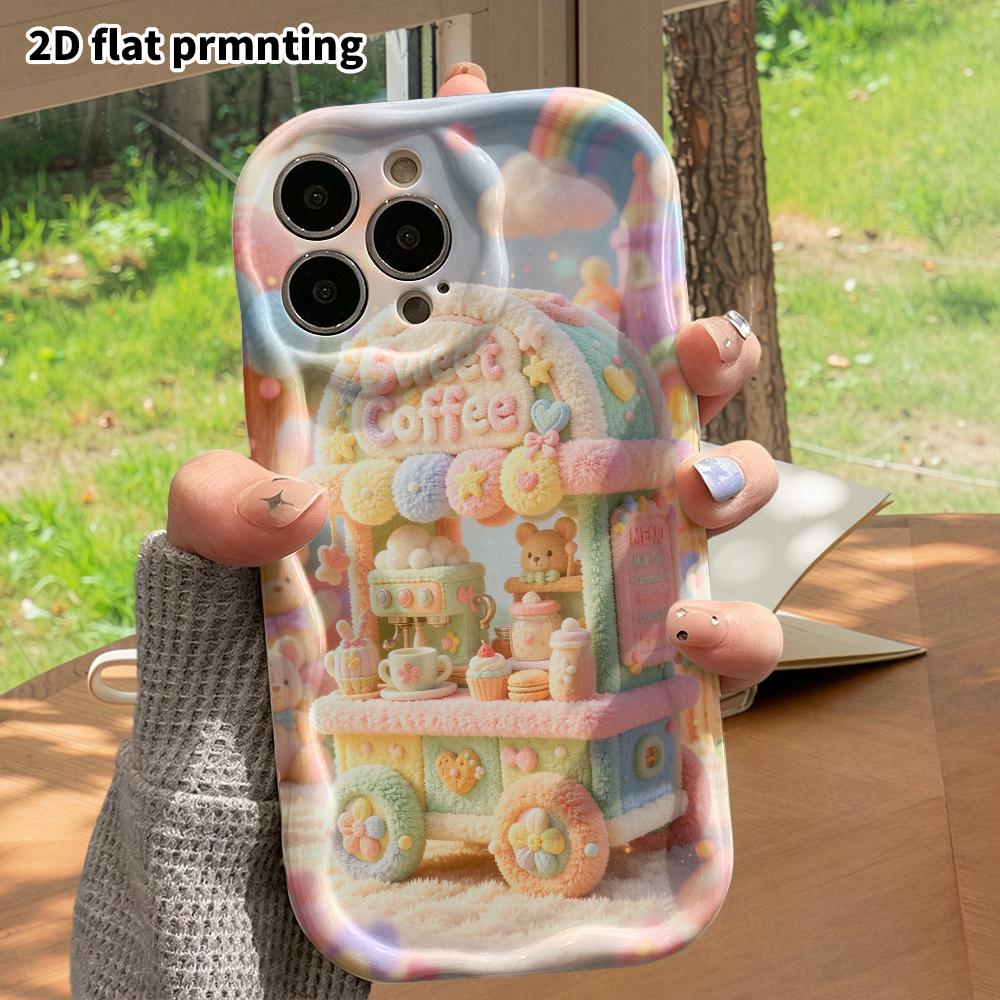 Phone Case: 2D flat, fits iPhone 18, 17, 16, 15, 14, 13, 12 Pro protective case, coffee cart, perfect Christmas and Halloween holiday gift