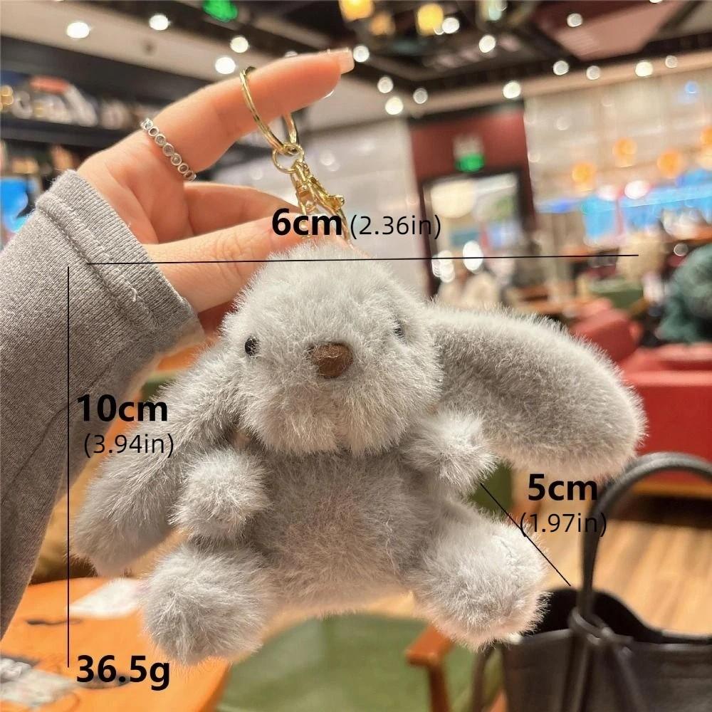 Fluffy Soft Rabbit Plush Pendant Metal Ring Rabbit Plush Key Ring Rabbit Fur Keychains Women Girls