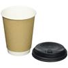 Niche Plus Latte Art Double-Walled Cups, Unbleached Craft (400ml), with Lids (Openable), Set of 10