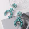 1 пара женских висячих сережек в стиле ретро, противоаллергические, в богемном стиле, в форме цветка, с гальваническим покрытием в стиле вестерн, искусственная бирюза, ювелирные изделия для ушей, длинные для выпускного вечера
