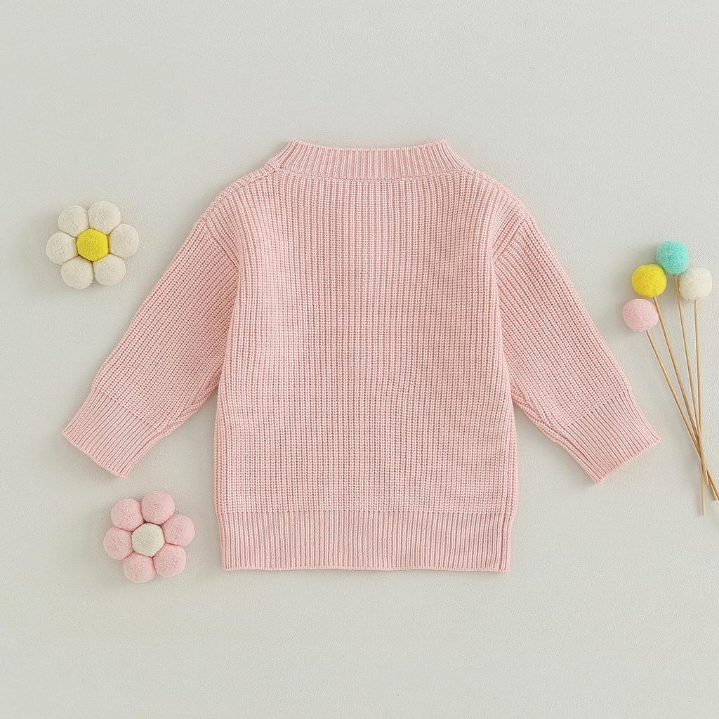 Свитер для маленьких девочек, 6 месяцев, 12 месяцев, 1 год, 2 года, 3 года, 4 года, 5 лет, 6 лет, пуловеры с круглым вырезом и длинными рукавами с вышивкой букв, осенне-зимняя повседневная одежда, топы