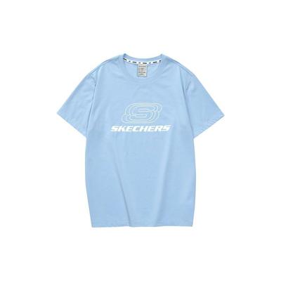 Skechers Яркая Повседневная Серия Футболка с Принтом Логотипа Свободная с Круглым Вырезом с Коротким Рукавом Унисекс Топы L223U164-0147