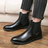2024 New Chelsea Boots Men Shoes PU Brown Fashion Versatile Business Casual British Style Street Party Wear Classic Ankle Boots