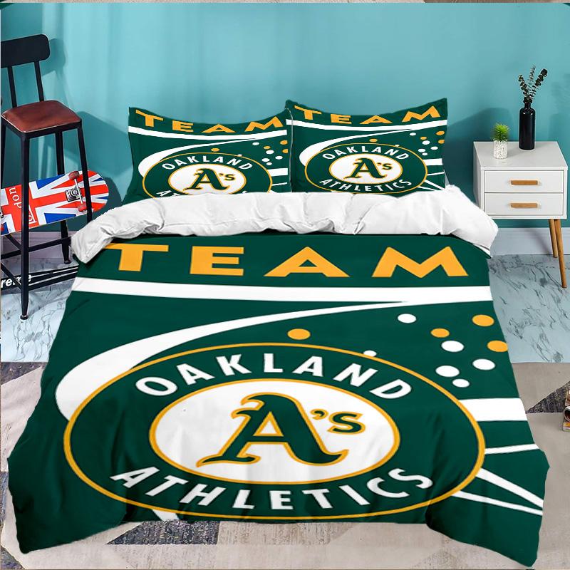 Athletics Oakland Emblem 3pcs Bedding Set,Including 1pc Duvet Cover And 2pcs Pillowcases Perfect Gift for Christmas,Ideal for Bedroom, Dormitory
