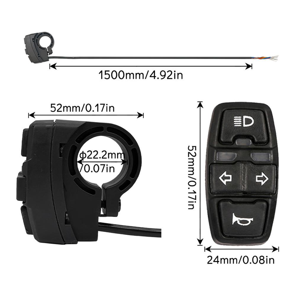 3 In 1 Electric Bike Scooter Lamps Horn Switches Motorcycles Head Light Turn Switches Signal Button for Scooter
