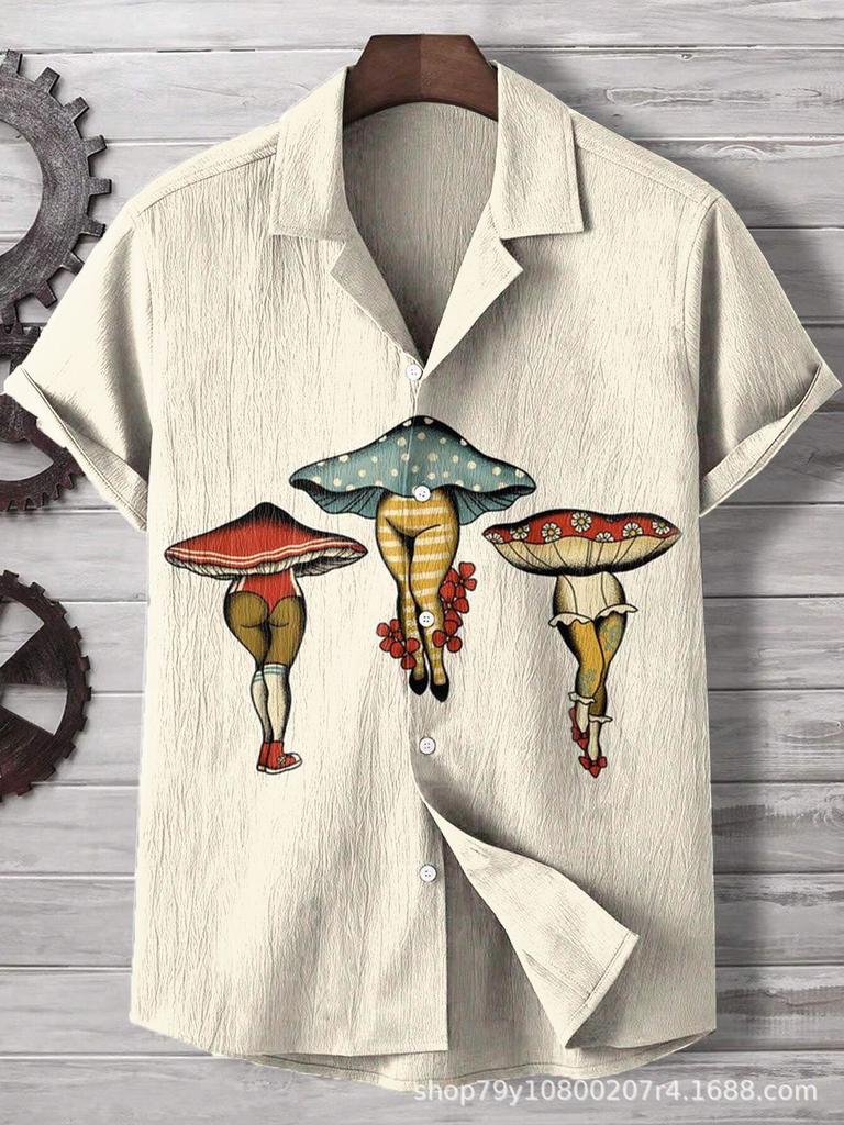 European and American 1D digital printing loose trend short-sleeved lapel cardigan, shirt wholesale