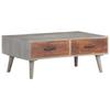 Coffee Table - vidaXL - Solid Mango Wood - Grey and Honey Brown - 100x60x40 Cm - Rectangular